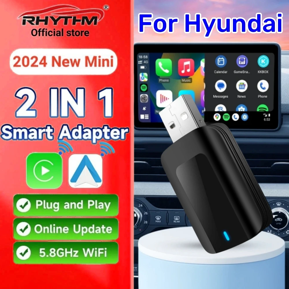 

Wireless Adapter CarPlay Android Auto 2in1 Smart Dongle Play&Plug For Hyundai Genesis Sedan Azera i30 i40 Elantra GT Ioniq Fe XL