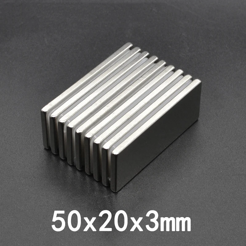 50x20x3mm NdFeB Strong Rare Earth Magnet Block Rectangular Neodymium Magnets 50x20x3 mm N35 Strip Magnetic 50*20*3mm