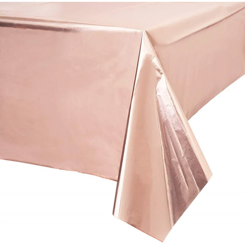 Cross-BorderPETGlossy Rose Gold Tablecloth Birthday Party Gathering Decoration137*274Rose Gold Aluminum Foil Tablecloth