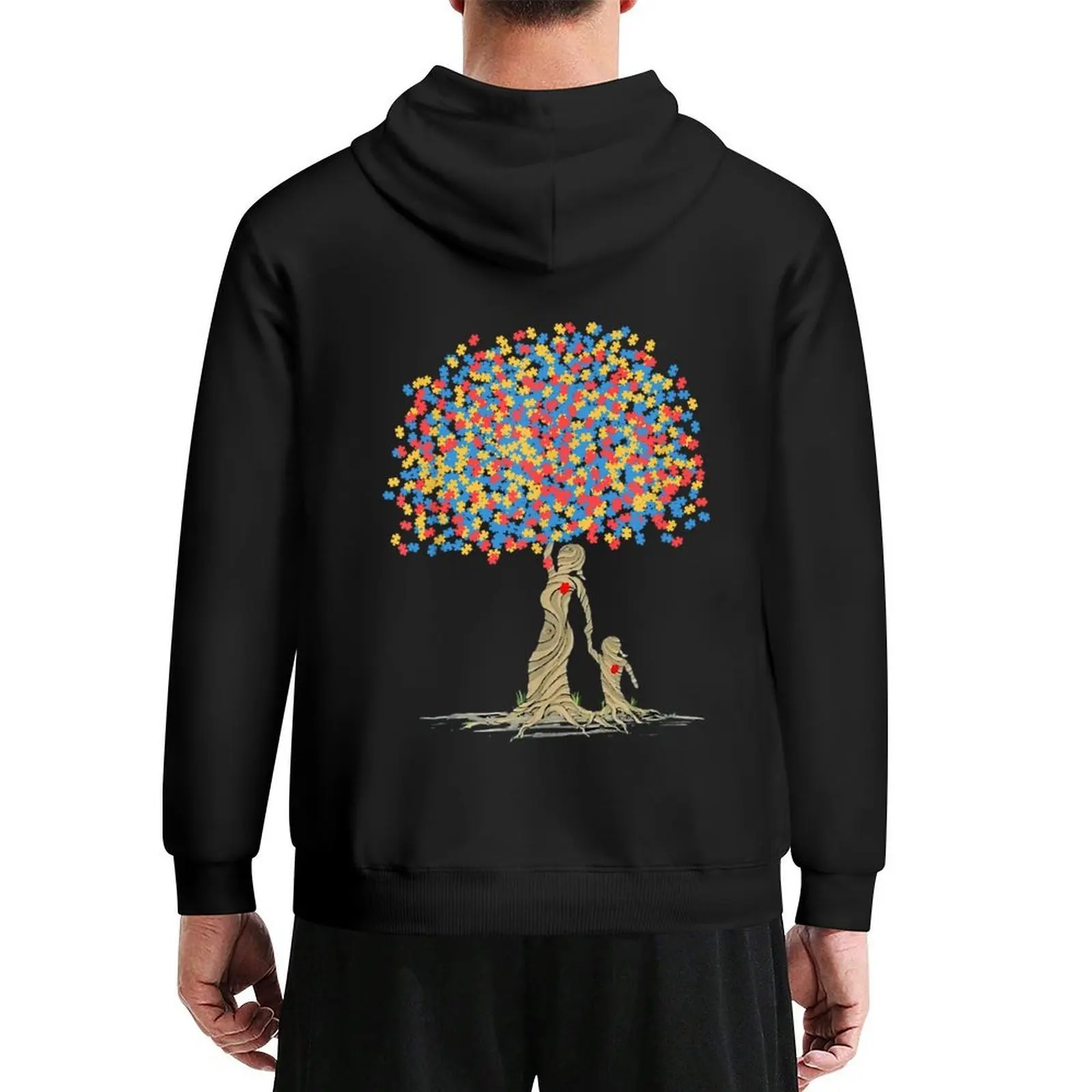 

Autism Awareness Autistic Kids Puzzle Pieces Tree Hoodie mens clothing men's clothing men's autumn clothes men's oversize hoodie