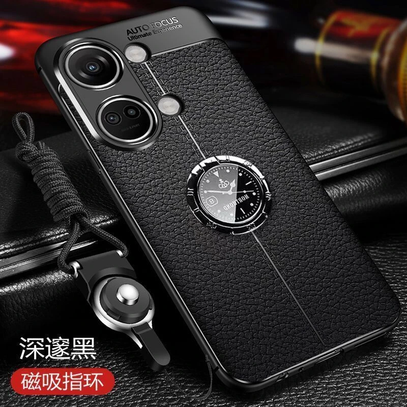 Magnetic Case For OnePlus Nord 3 5G Holder Ring Phone Cover For One Plus Nord3 ACE 2V TPU Soft Leather Shell Shockproof Bumper