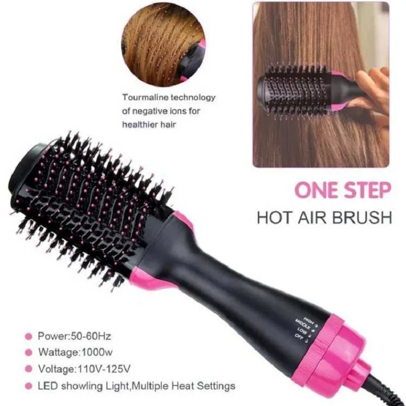 Hot Air Brush Multi-Function Hair Dryer Straightener Curler Comb One Step Professional Salon Hair Styler and Volumizer Ion Blow