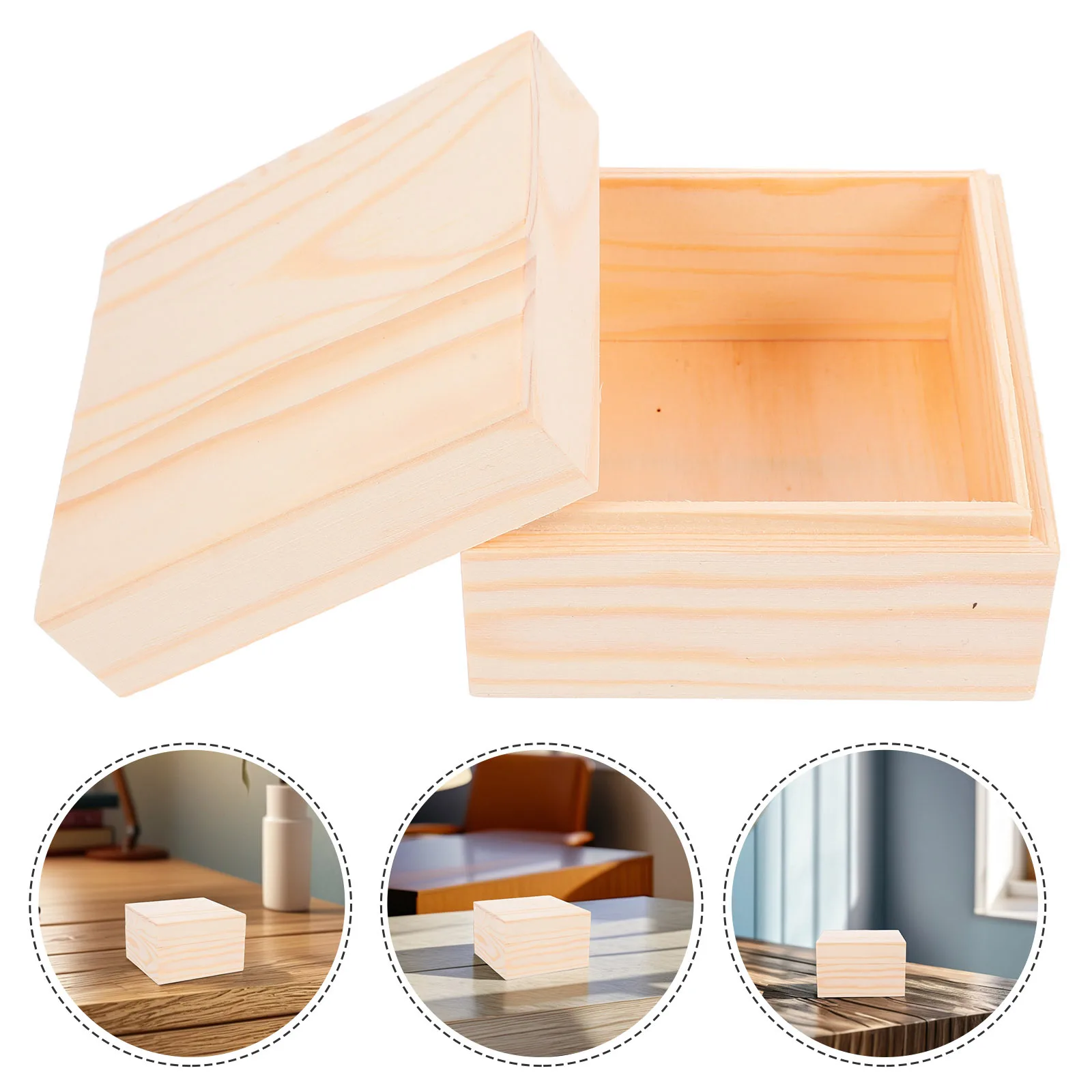

Wooden Storage Box Lid Elegant Design Versatile Use DIY Craftsmanship Small Items Organizer Keepsake Jewelry Display Home Office