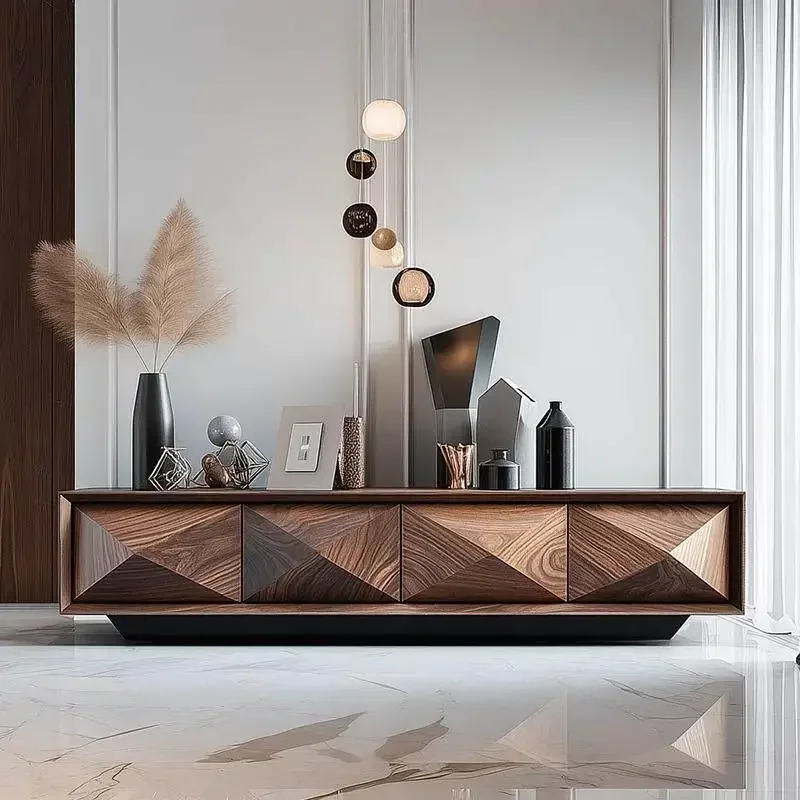 High-grade floor-to-ceiling TV cabinet Solid wood personalized decorative cabinet Living room