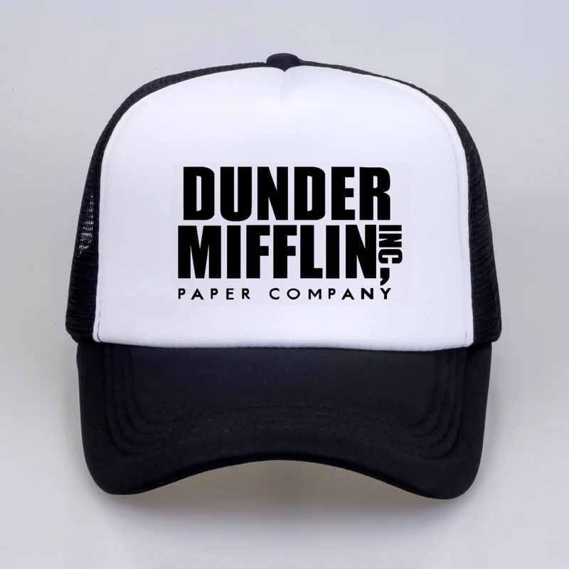 

summer Men Print The Office TV Show Dunder Mifflin Baseball Cap Unisex Casual Mesh Trucker cap Letter Adjustable sports hat