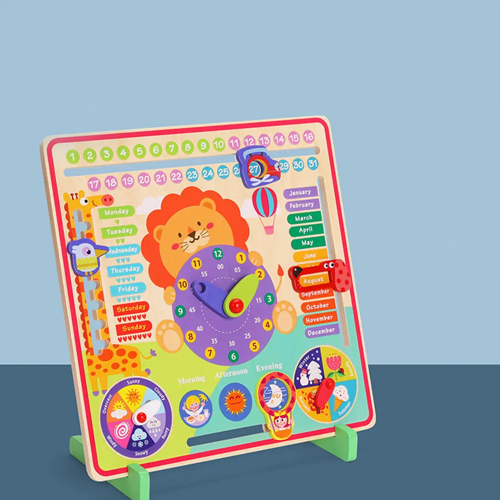 1set-children's-early-education-wooden-clock-multifunctional-learning-aid-random-color-bright-educational-interactive-cognitive