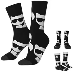 Harajuku Pop Art Fashion Karls Soccer Socks Polyester Middle Tube Socks for Unisex Sweat Absorbing