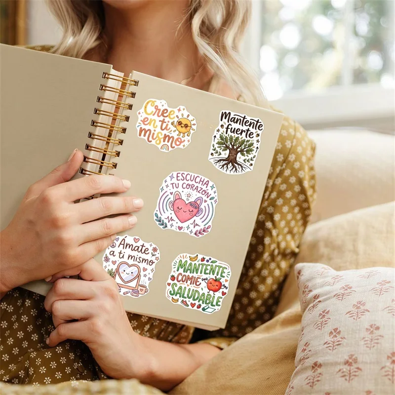 10/30/50PCS Cartoon Spanish Encourage Sticker Aesthetic Colored DIY Hand Accounting Decoration Scrapbooking Stationery Supplies
