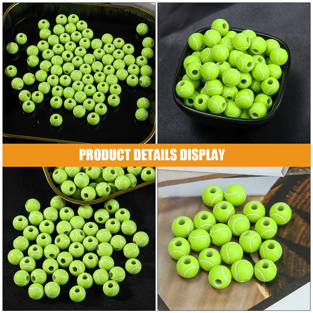 

50Pcs Tennis Ball Beads for DIY Jewelry Making Wear Resistant Smooth Surface Sports Spacer Beads Bracelet Necklace Keychain