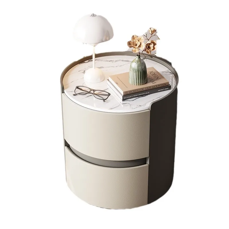 

Round bedside super small coffee table cute new light luxury bedside cream wind simple modern small