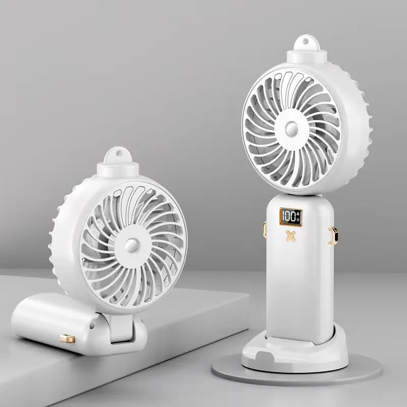 

1PC Mini Handheld Rechargeable Portable Fan Creative Charging Outdoor 90° Rotation Water Mist Fan for Women Desktop Office Mute