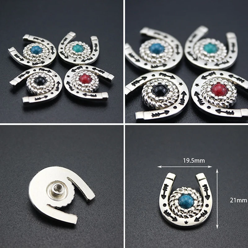 5 Set Silver Western Round Button Four Colors Turquoise Conchos Leathercraft Belt Bag Hatband Wallet Decor DIY Craft Accessories