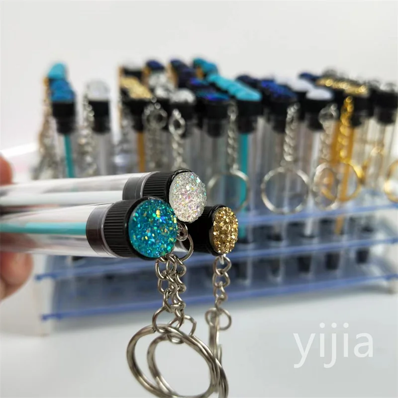 10pcs Disposable Eyelash Brush With Tube Applicator Eyelash Extension Makeup Brush With Keychain Gold Keychain Silver Keychain