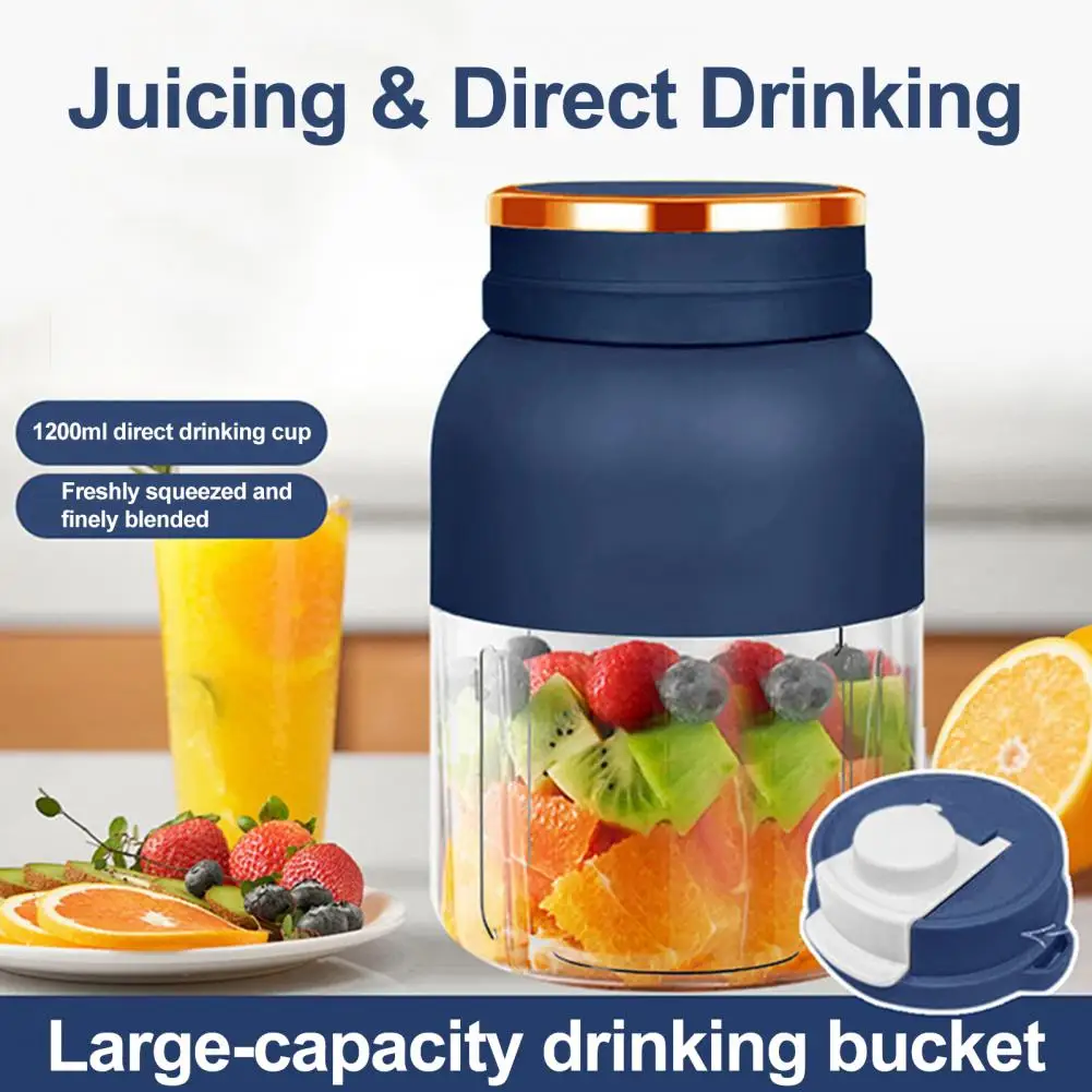 

1200ML Large Capacity Cordless Juicer Cup, 2026 Upgrade Dual Lid Portable Electric Blender Household Travel Drinking Juice Maker