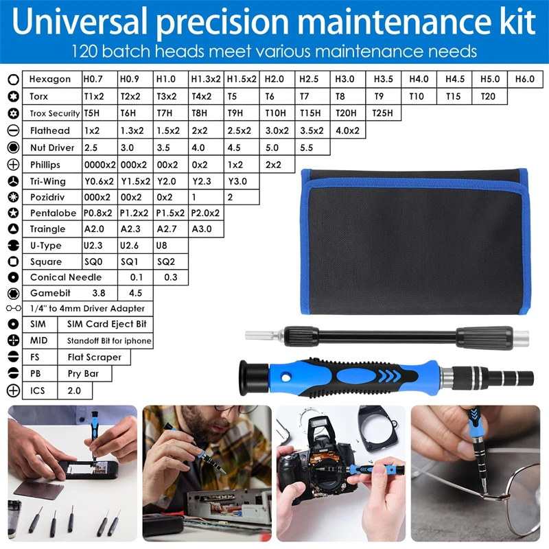 Electronics Precision Screwdriver Sets 142-Piece with 120 Bits Magnetic Repair Tool Kit for Computer cell phone Game Console