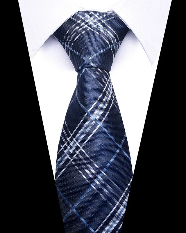 Hochwertige Hochzeitskrawatten für Männer, modisch, neuer Stil, blauer Streifendruck, Krawatten, tägliches Büro, Bekleidung, Accessoires, Geschenk für Männer – Detail 18
