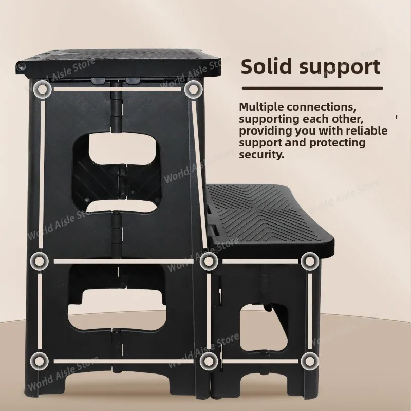 Household Two-Step Plastic Climbing Stool Step Height Stool Multifunctional Foldable Chair Car Wash Stool Stable and Non Slip