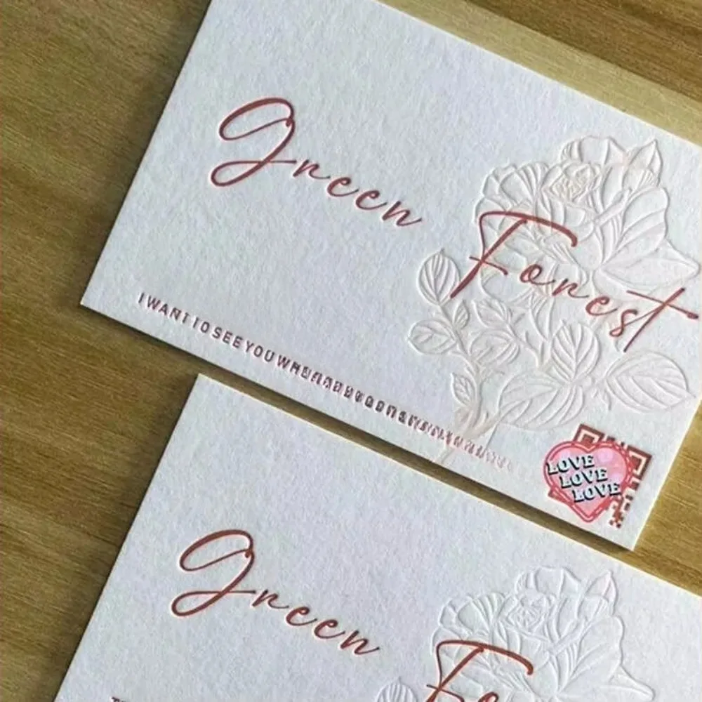 200pcs Personalized Embossed Business Cards - 500gsm Cotton Paper, High-End Texture for Professional Use
