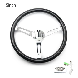 Universal Classic Real Black Wood Steering Wheel with Rivet 380mm 15 inch Car Steering Wheel For Antique Car