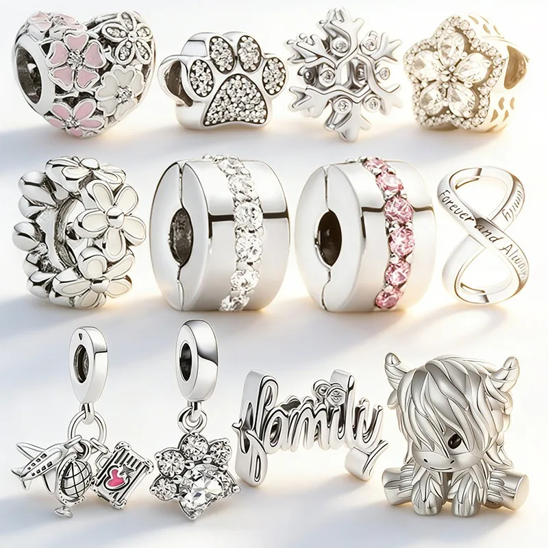 

Горячая распродажа 2026: Серия шармов-бусинок DIY «Лапка, КРС, Самолет, Цветы» и клипсы для ожерелий типа «змеиная кость», украшения-сувениры, подарок для женщин