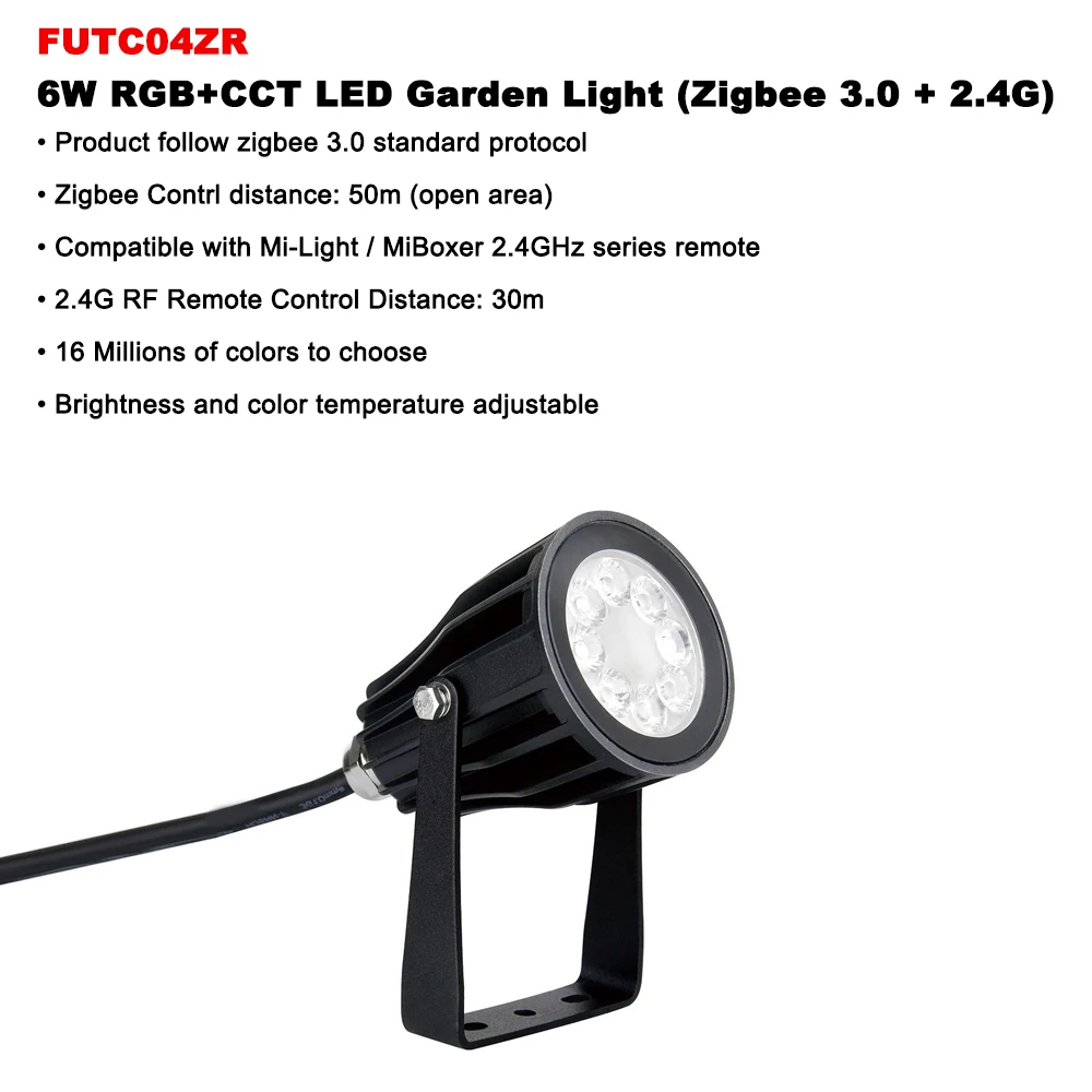 Miboxer Futc04zr AC110V-220V Zigbee 3.0 + 2.4Ghzrf Smart Tuya Outdoor Waterdicht 4W Rgb + Cct Led Tuin Landschap Licht Gazon Lamp