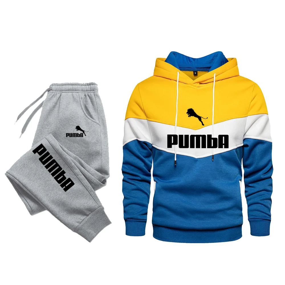 Conjunto de Sudadera con capucha y pantalones para hombre, chándal informal con cremallera, ropa deportiva de marca, traje de sudor, otoño e