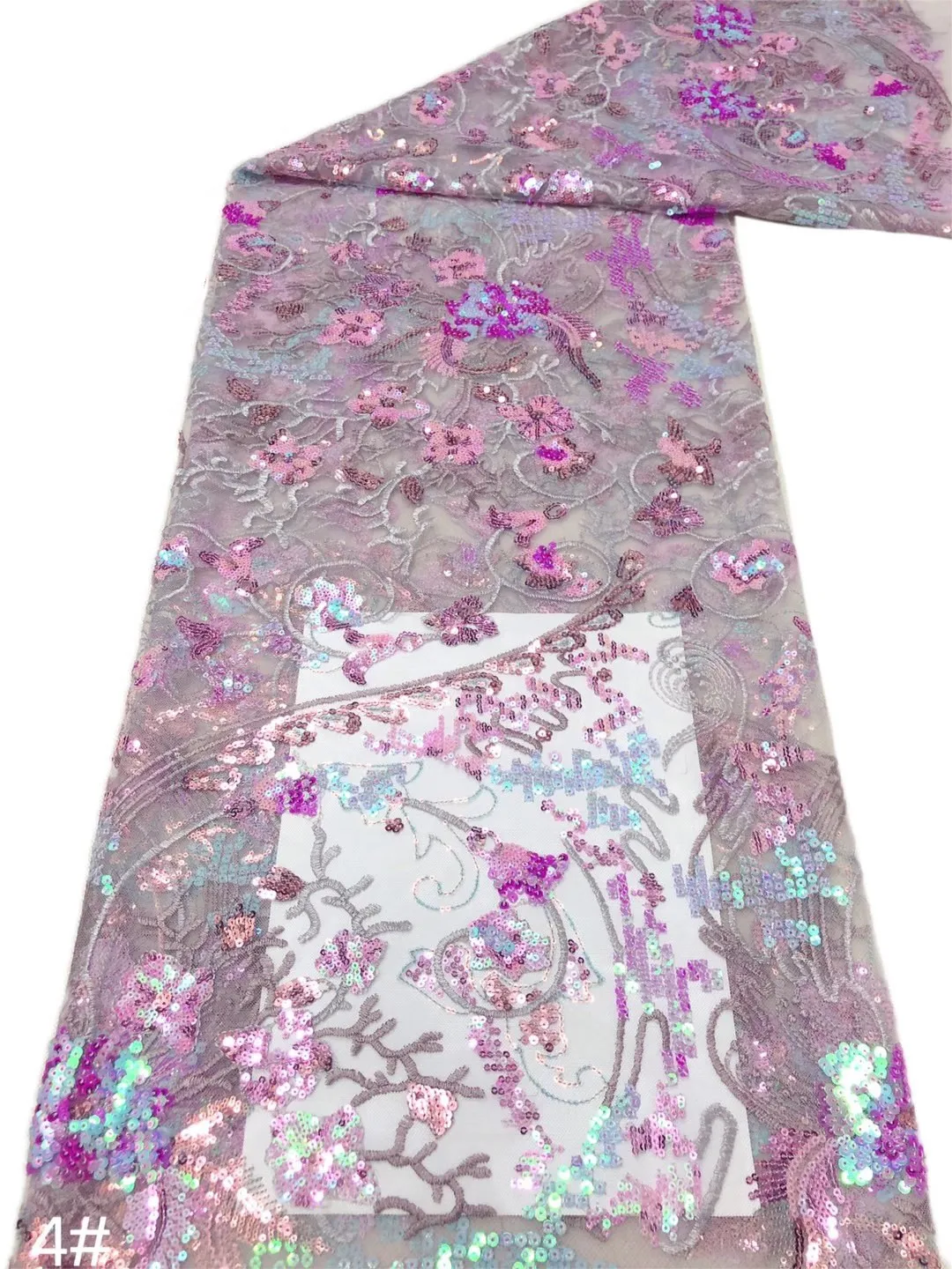 

New design With Colorful Sequins embroidery fabric beaded French mesh tulle-net Nigerian lace fabric for Party dresses wedding