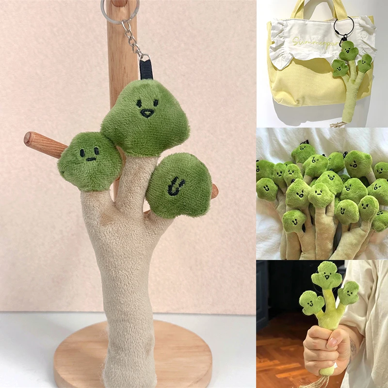 Cute Brocoli Funny Coriander Keychain Cartoon Plush Doll 3D Pendant Vegetable Keyring Backpack Charms Car Bag Decor Toy