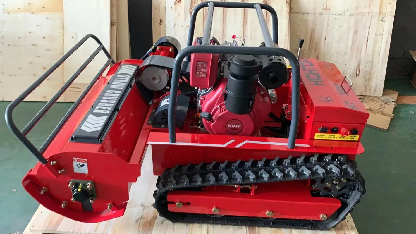 Small Robotic Lawn Mower with Tracks Remote Control for Garden Use Industrial Grade Equipment