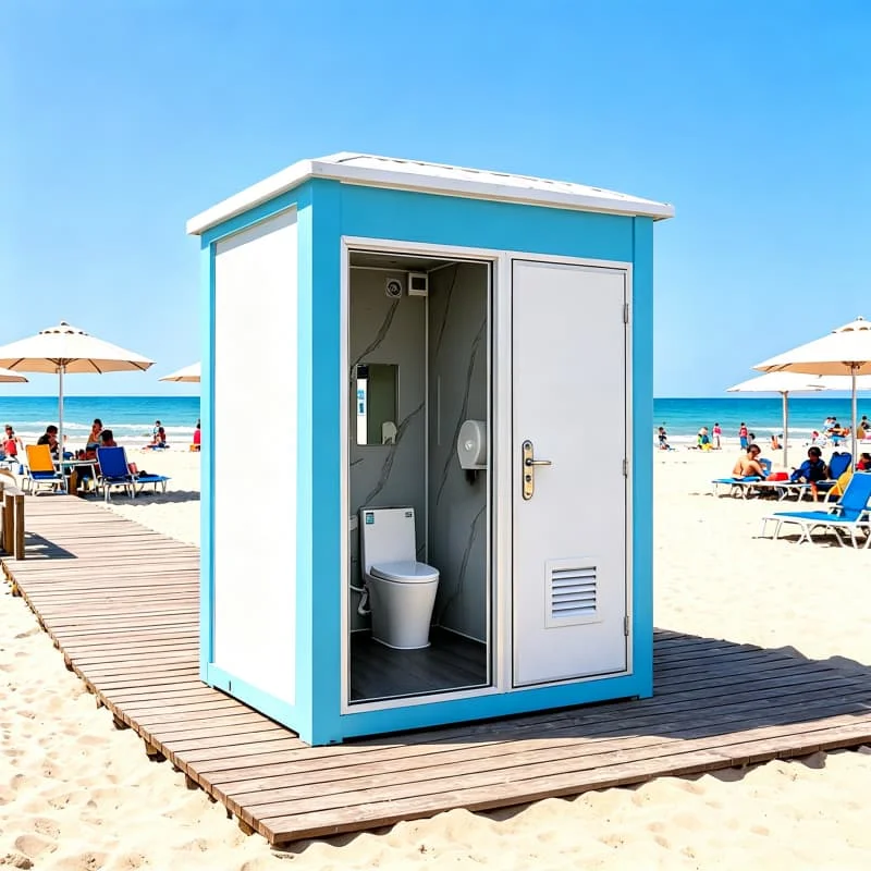 Prefab Container Toilet 10ft Portable Restroom Cabin With Flush Toilet Sink For Camping Festival Construction Site Customized