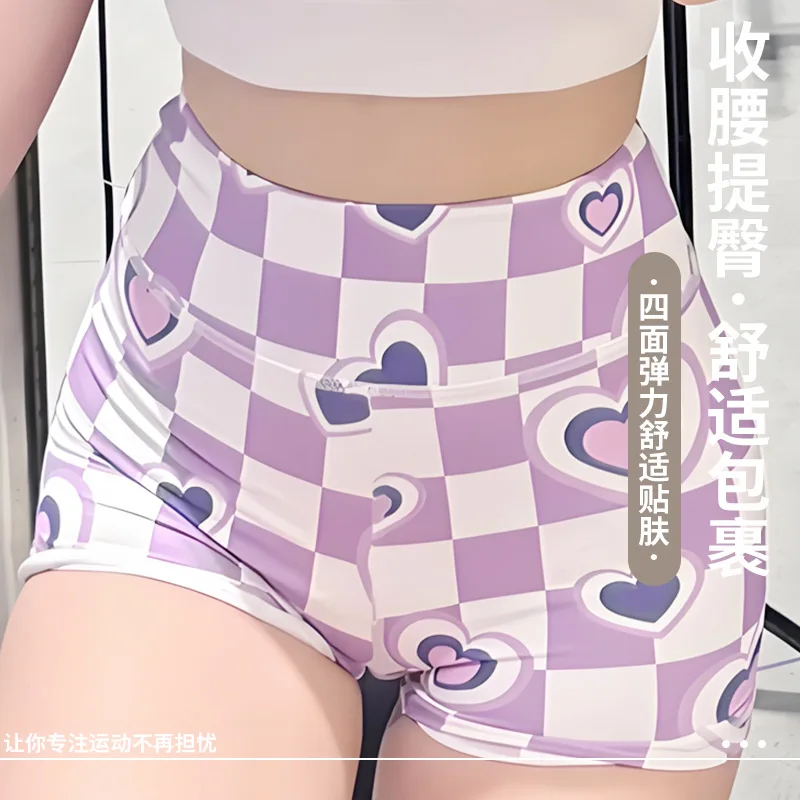 2026 Hot Sale Cross Border Women's Shorts | European American Printed Colorful High Waisted Booty Lifting Yoga Running Gym 3