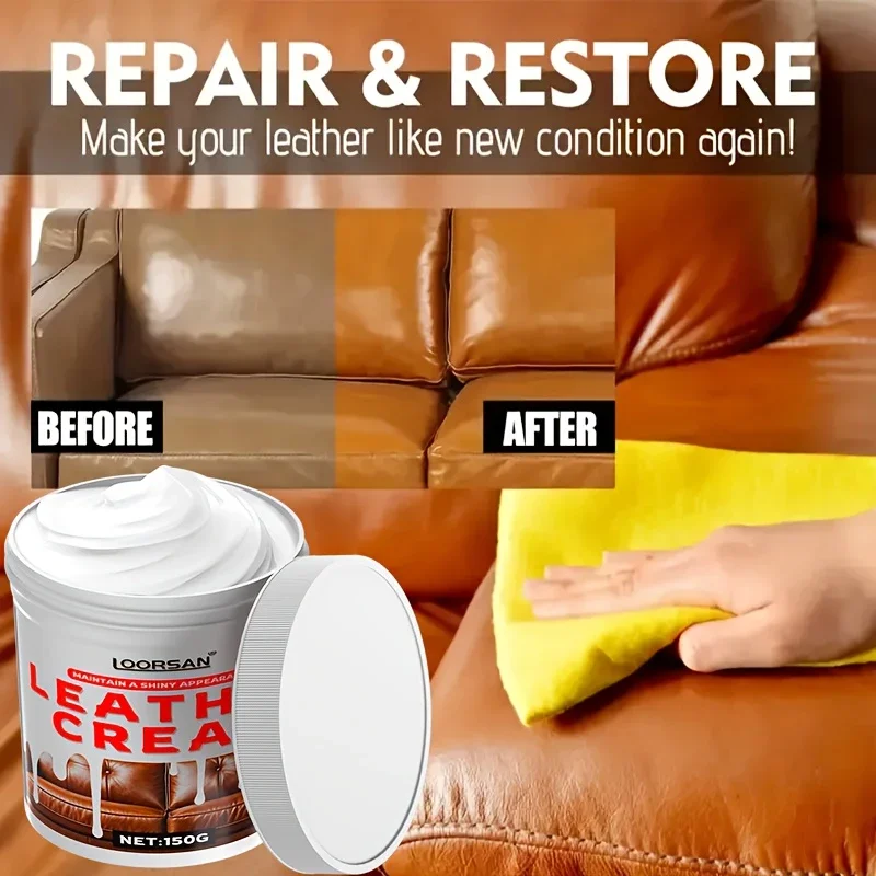 LOORSAN - Leather Care Cream -150g Refurbishment Gloss for Sofas, Jackets, Shoes, and Accessories to Enhance Gloss, Prevent Agin