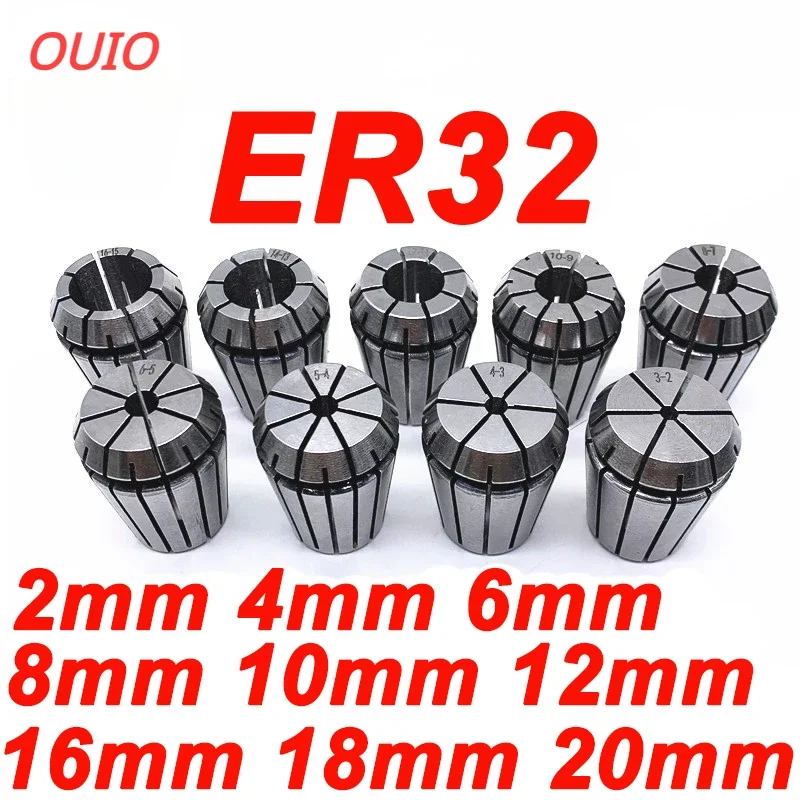 OUIO ER32 9pcs Set Spring Collet Chuck Set Milling MT Chuck MT2 MT3 MT4 ER32 For CNC Engraving Machine Milling Lathe Tool Holder