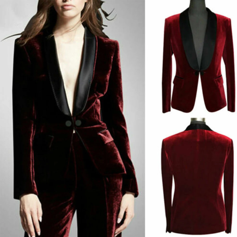 Two Peice Set Women Outfits Velvet Two-piece Single-breasted Business Casual Elegant Suit Bags and Coats for Ladies Formal Pants