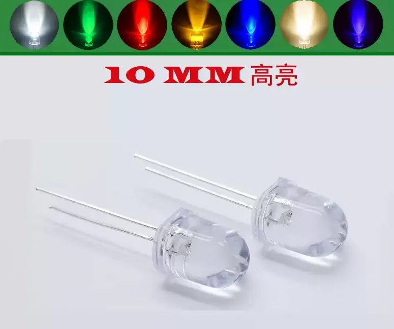 10PCS Hight Bright F10 Bulb Water Clear Bead Light Emitting Diode DIP 10MM LED Transparent  Red Yellow Green Blue Warm White RGB
