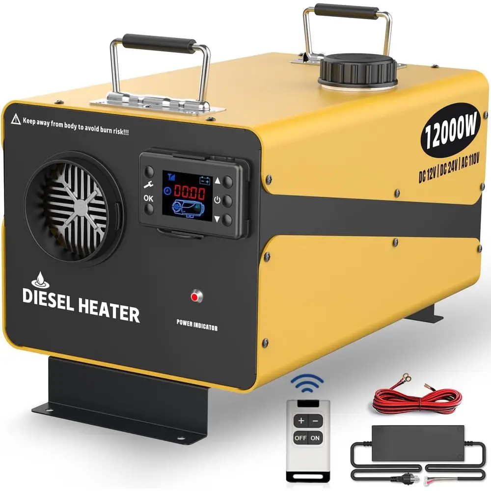 

Portable Diesel Heater for RV, Trailer, Van, Truck, Boat, and Garage - 12000W, Dual Voltage 12V/24V DC & 110V AC, Fast Heating,