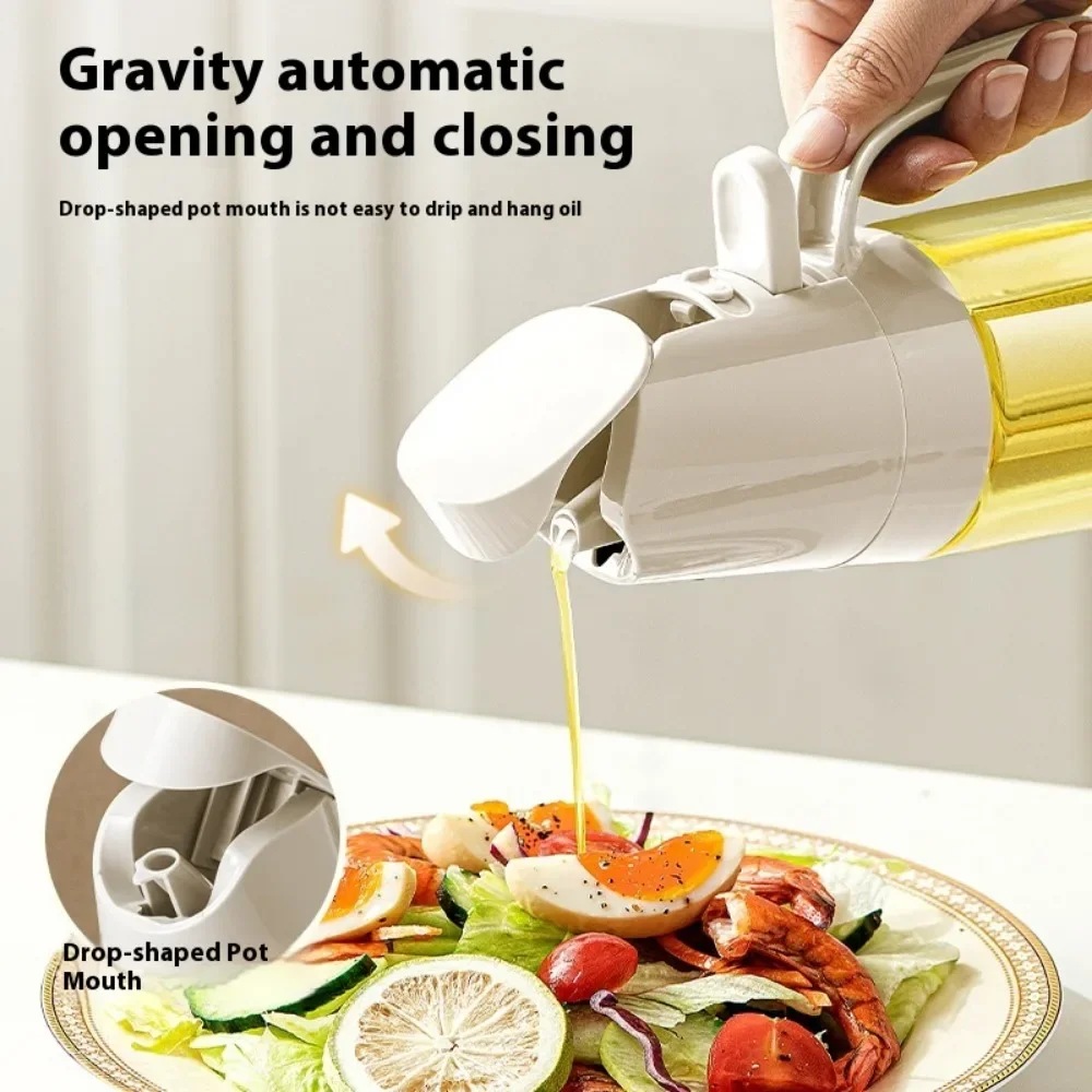 2in1 Oil Spray Bottle 500ml High Borosilicate Glass Cooking Oil Dispensers Olive Oil Sprayer Mister for Air Fryer Salad Baking