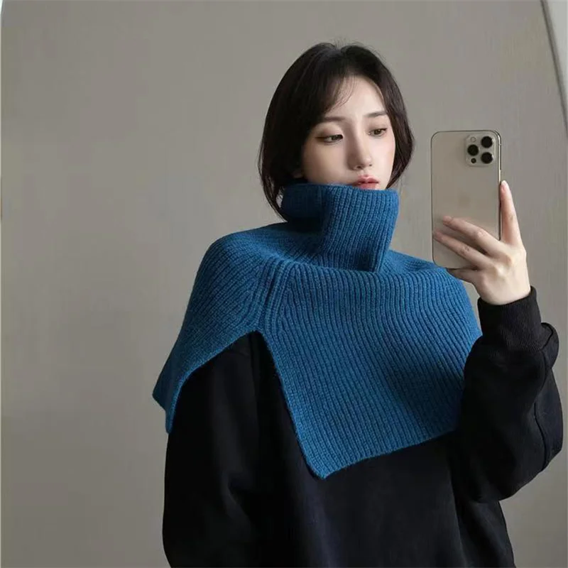 New fashion autumn winter knitted fake neck scarf woman warm turtleneck detachable winter warm windproof scarf