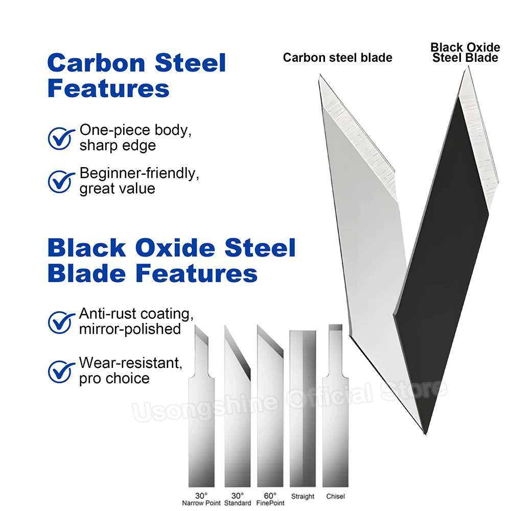 Ultrasonic Cutting Replacement Blade 30°/60° Fine Point&Straight Chisel Blades for U1 U2 Ultrasonic Cutting Knife Carving Cutter