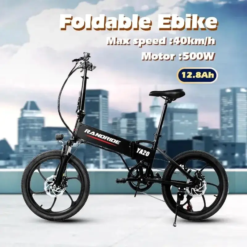 2023 New YA20 Ebike 500W 48V 12.8AH, urban folding aluminum alloy electric bicycle, hidden dismountable battery, 20 * 1.95