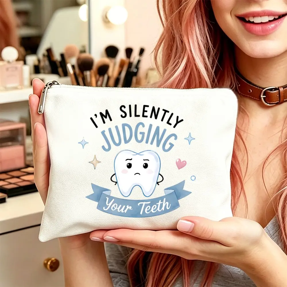 Makeup Bag,Cosmetic Bag & Toiletry Pouch,Versatile for Women,Funny Dental Teeth Print Cosmetic Bags for Mom Daughters Friends