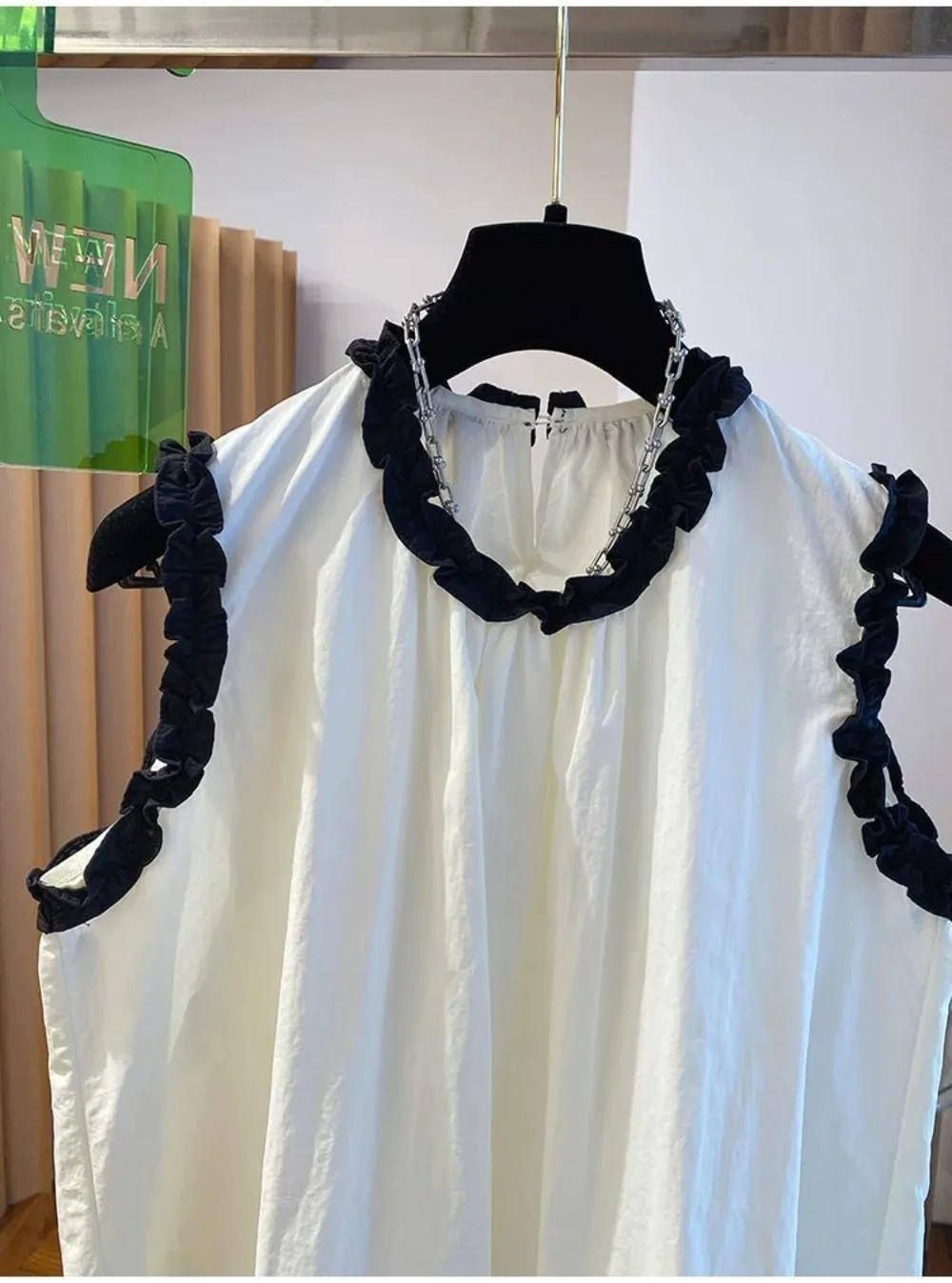 Simple Office Lady Loose Fungus Shirt Pullover Casual Solid Soft Korea Sleeveless Blusas Western Sweet Literary Top