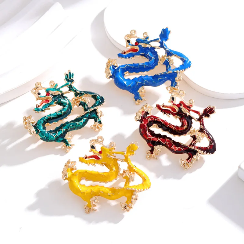 2024 New Year Gift Multi Style Multi Color Zodiac Dragon Design Brooch Men\'s Women\'s Pin Jewelry