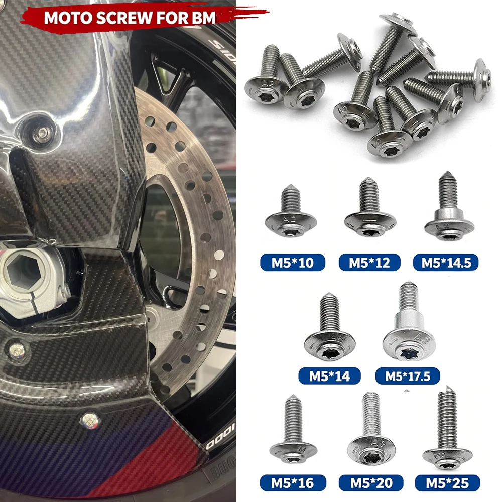M5 Fairing Stainless Steel Screws For BMW R1200GS R1250GS R1300GS F900GS Adventure R1200RT S1000XR S1000RR/R F900R F900XR F850GS