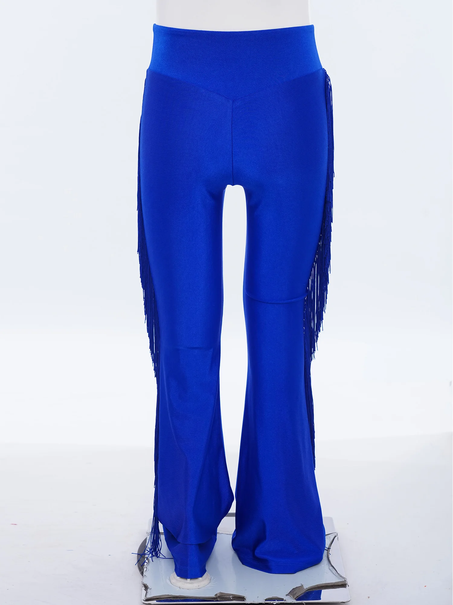 

Kids Boys Tassels Latin Jazz Dance Pants Elastic Waist Bell-Bottom Flared Pants Ballroom Tango Cha-cha Dance Performance Outfit