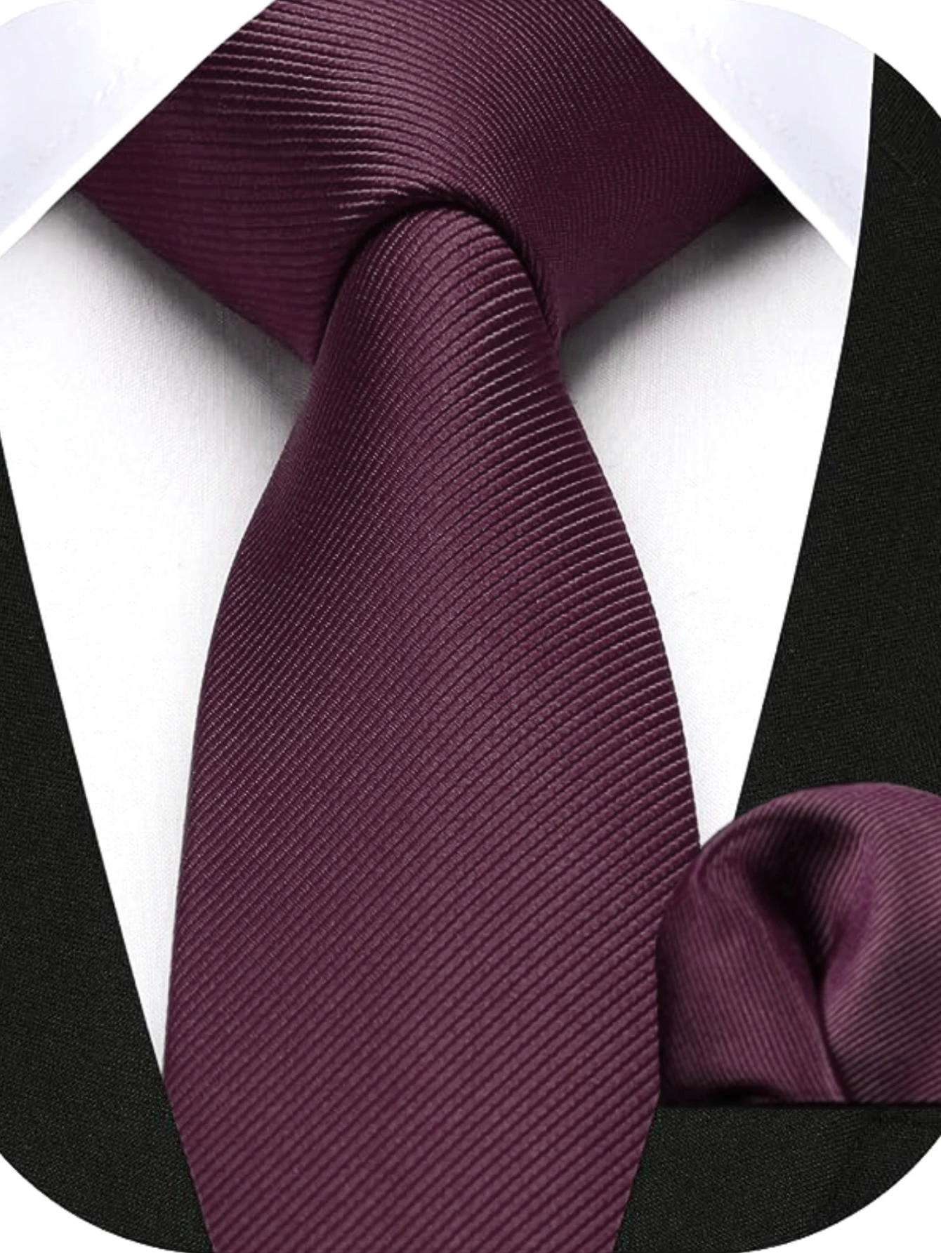 JEMYGINS Herren-Krawatte, schmal, einfarbig, 6 cm, Seidenkrawatte, Einstecktuch-Kombi-Set, geeignet für Herren, Geburtstagsgeschenke, Hochzeiten, Business – Detail 16