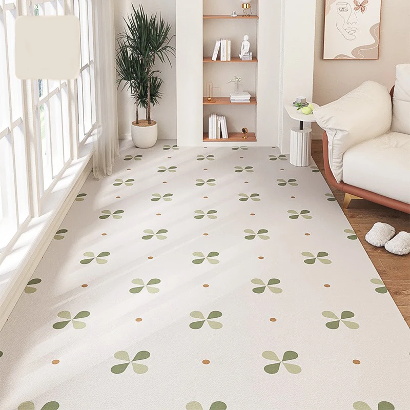 

Carpet for Balcony Waterproof Floor Mat Large Pvc Leather Non-slip Foot Mats Green Pattern Classic Kitchen Home Decoration Rug