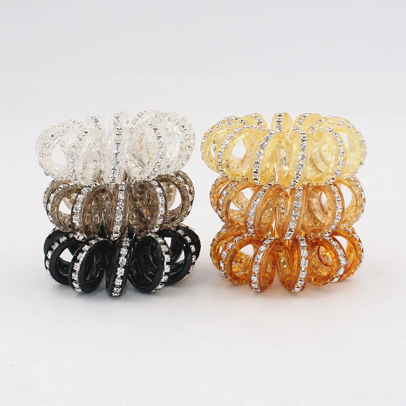 1PC Fashion Shining Rhinestone Telephone Cord Elastic Hair Band Crystal Rubber Band Hair Tie Ponytail Holder Head Band For Women