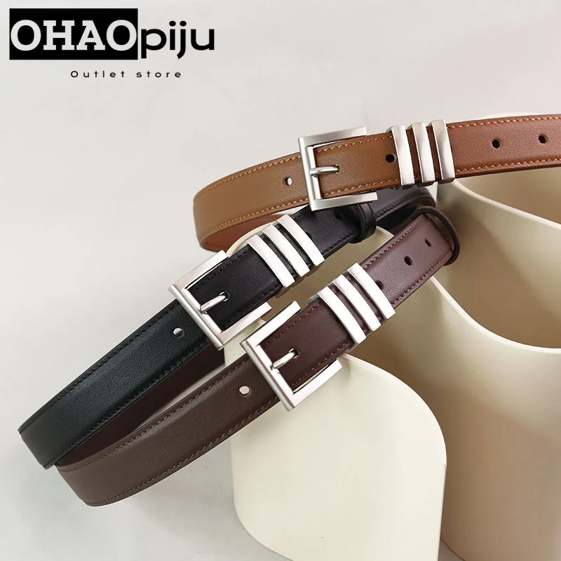 New Caramel Square Buckle Wide Belt Female Wild Decoration With Skirt Jeans Suit Students Accessories Fashion Belts Male Simple