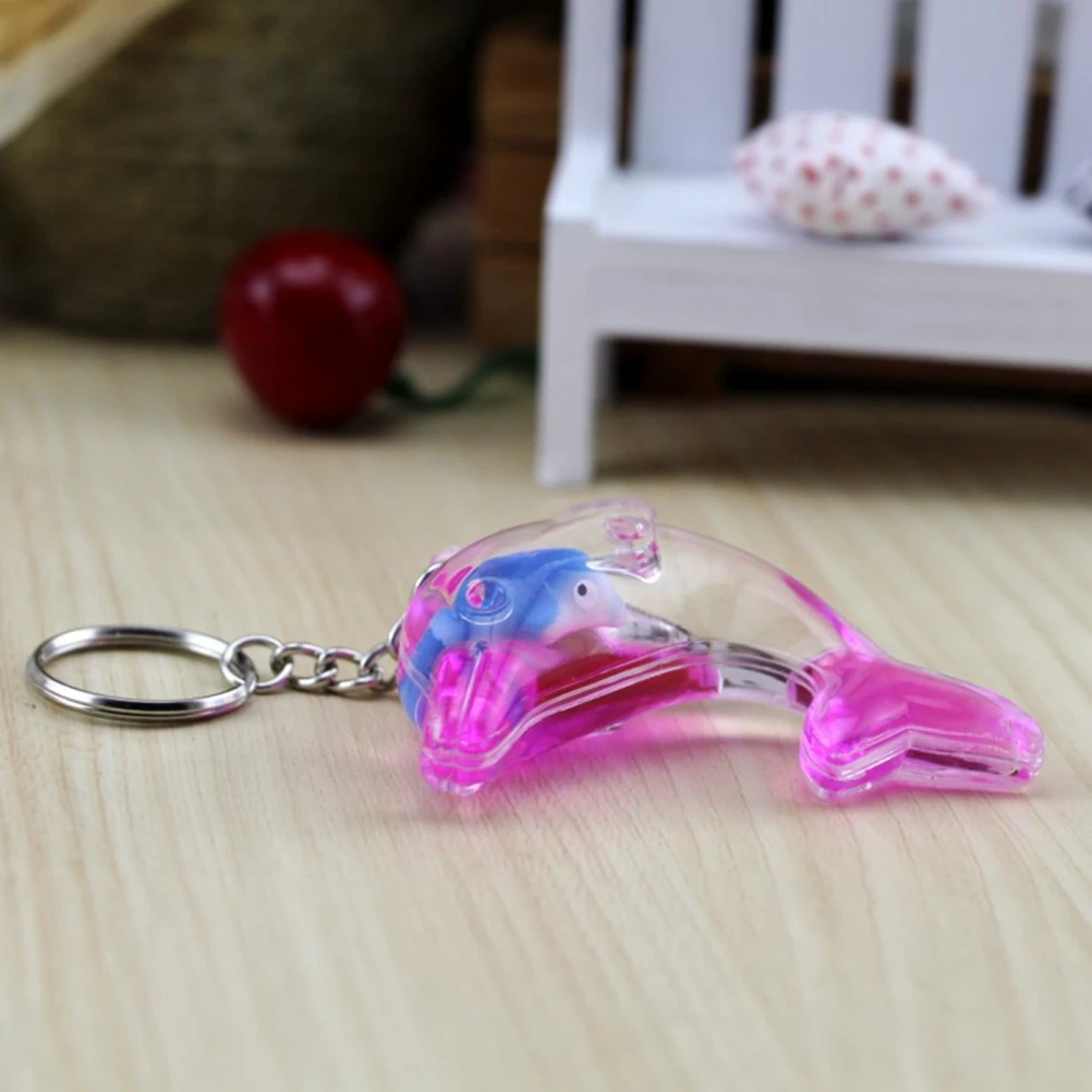 

6Pcs Clear Acrylic Dolphin Liquid Keychains Colorful Floating Key Rings with Fish Pendant Bag Decoration Chain for Kids